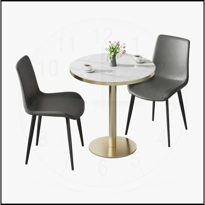 Table bistro 31,5 pouces avec structure en métal robuste et 2 chaises, Gris