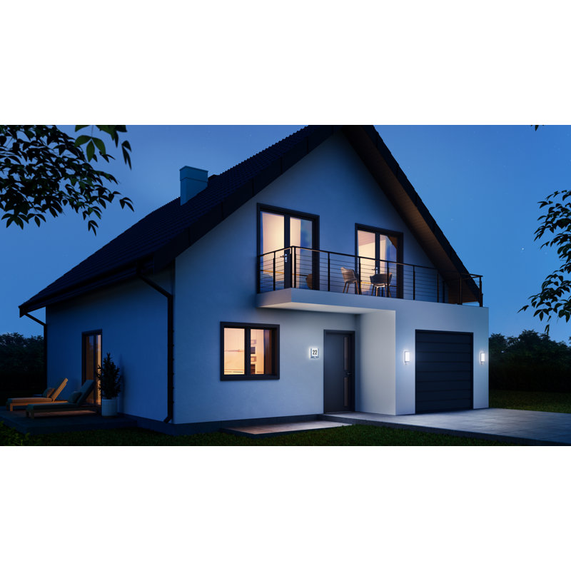 LED Outdoor Wall Light L 240 S Stainless Steel Bulkhead Light with Motion Sensor Shockproof, Anthracite