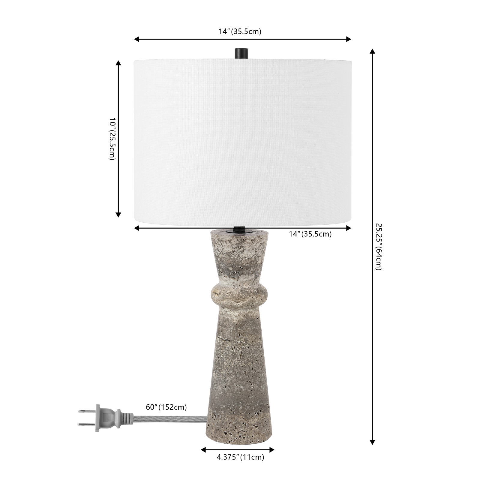 Holtby Stone Table Lamp, Gray