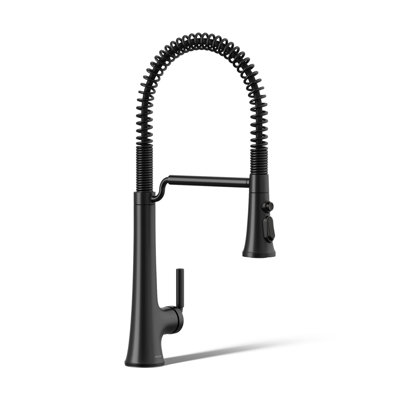 Robinet d'évier de cuisine semi-professionnel à pré-rinçage monocommande avec douchette rétractable à trois fonctions Kohler