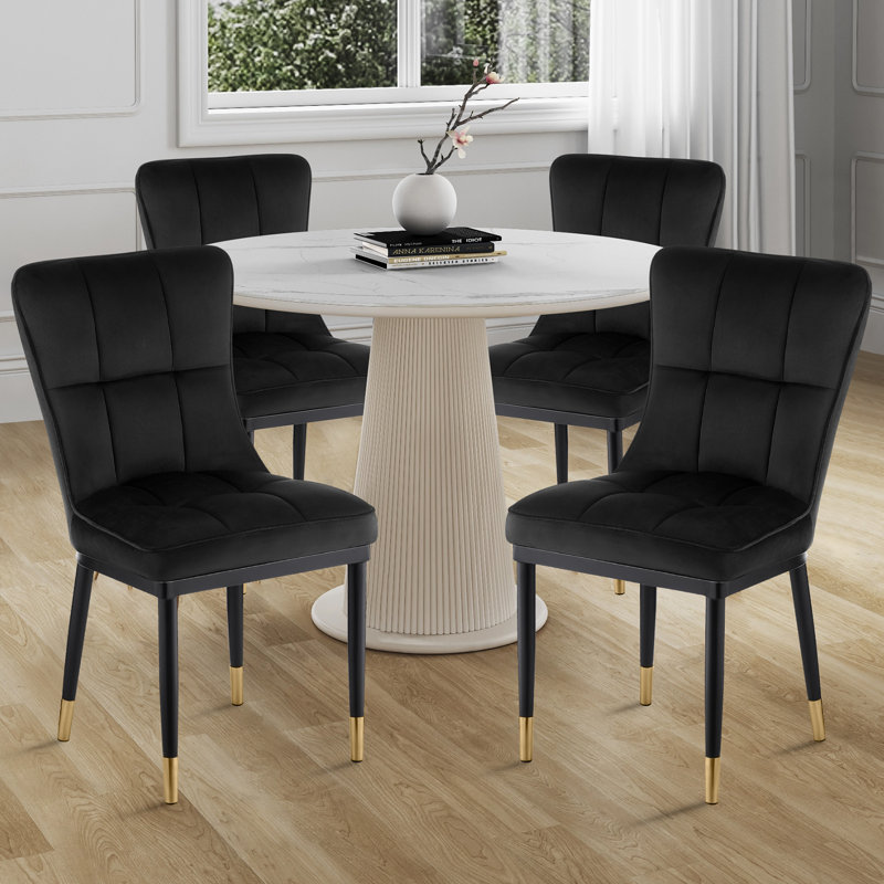 Chaise Parsons rembourrée et revêtue de velours, Noir