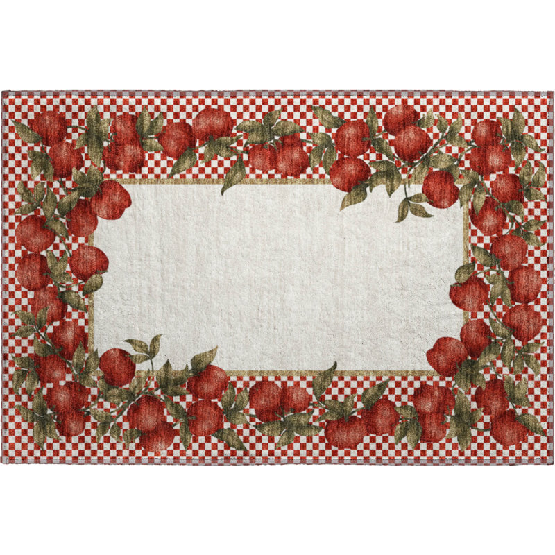Premium Machine Washable Chiekezi AMF164 Apple Rug, Rectangle 1'8" x 2'6"