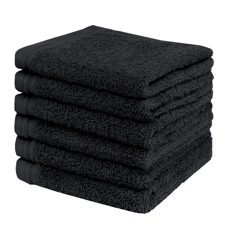Alexandra 100% Cotton Washcloth Towel, Black