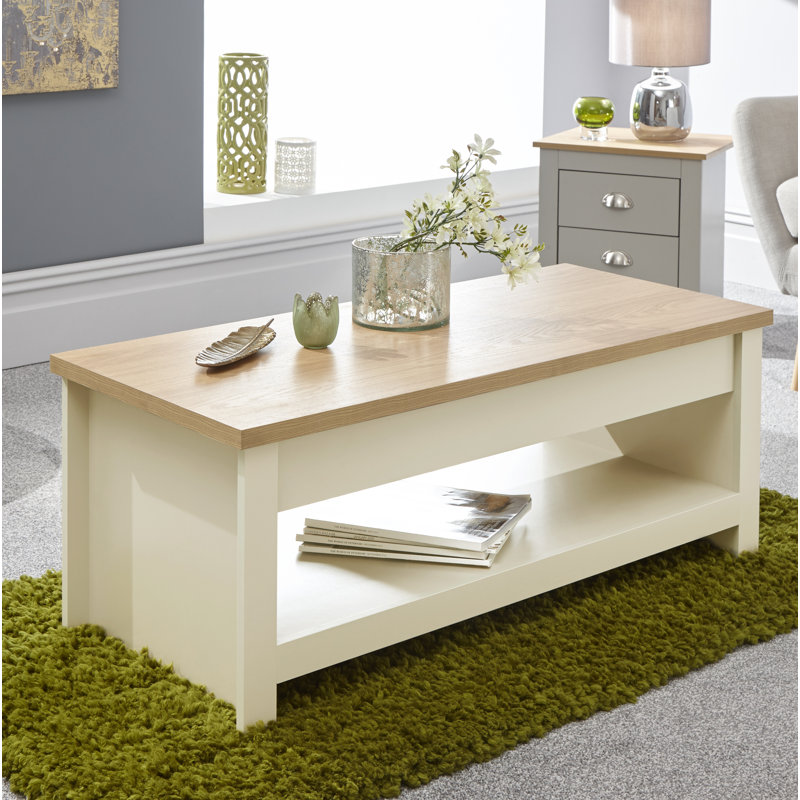 Caddis Lift Top Sled Coffee Table with Storage, Cream