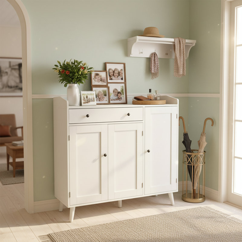 Large Shoe Cabinet Fit Up To Shoe Size 16, Shoe Storage Cabinet With 3 Doors And 1 Drawer, Wooden Shoe Organizer For Entryway