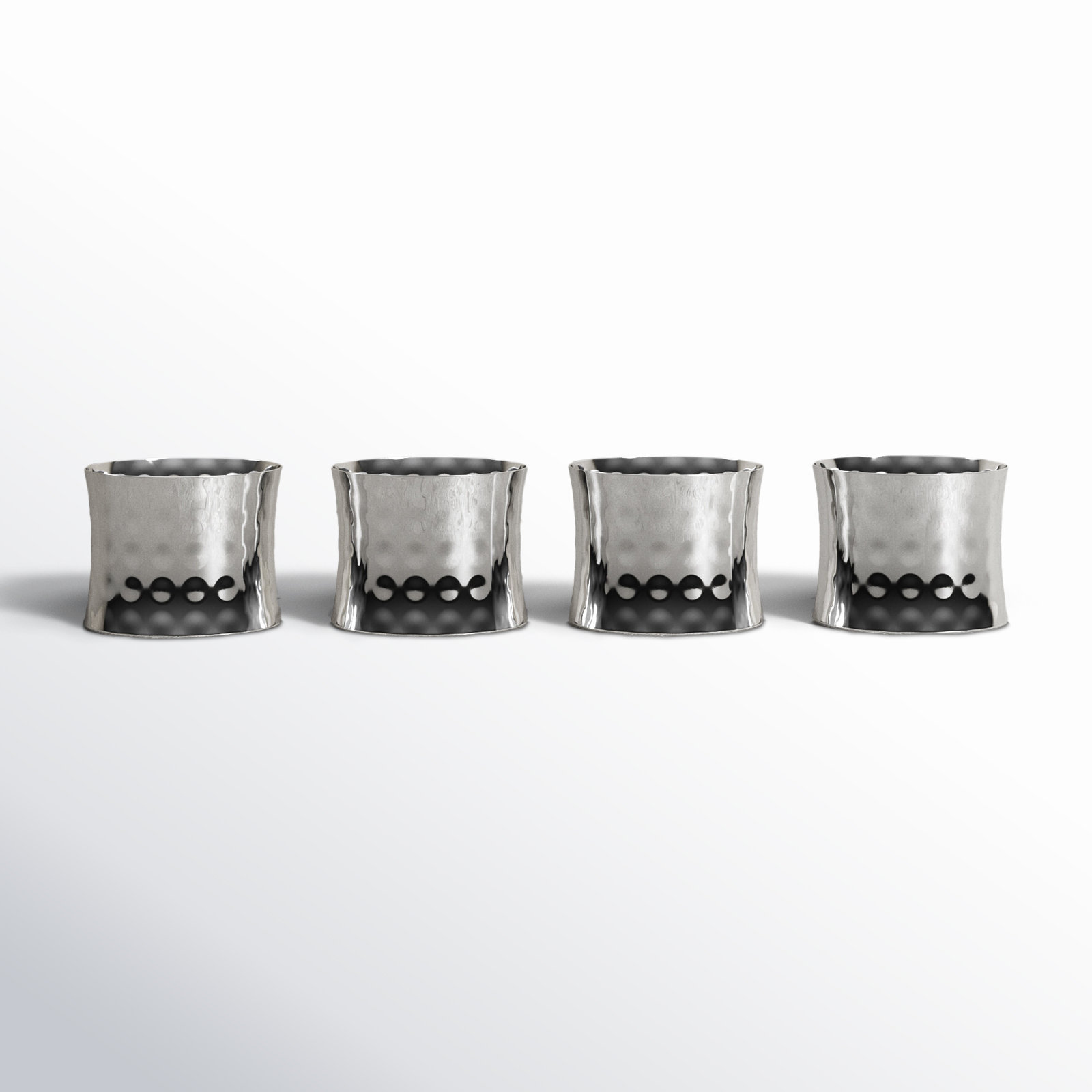 George Hammered Concave Napkin Ring Set