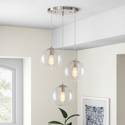 Luminaires suspendus globes en verre 3 lumières