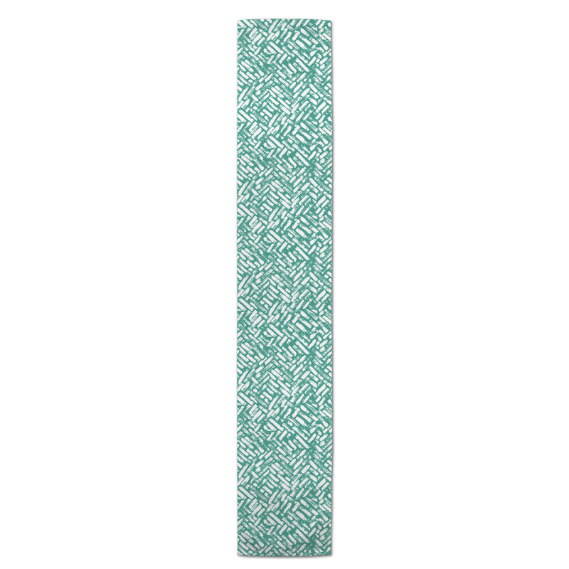 Chemin de table roughhexagon Askerby, 90 po x 16 po, Bleu sarcelle, Whipton Strokes 