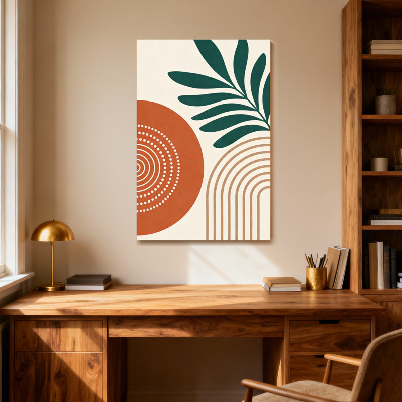 «Abstract Abstract Leaf Circle Lines», reproduction d'art, H 18 po x l 12 po