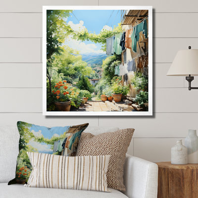 Art mural sur toile de ferme, impression de scène rustique «Laundry Day In Province I»
