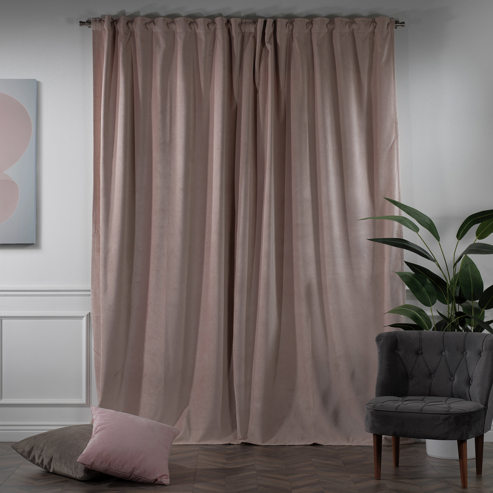 Matte Velvet Extra Wide x Extra Long Custom Made Decorative Double Panel, 52" W x 120" L, 14 Salt