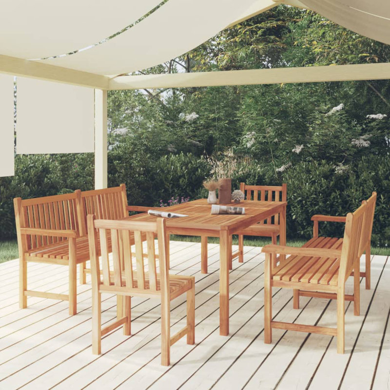 Yellville 6 - Person Teak Patio Dining Set with Rectangular Table