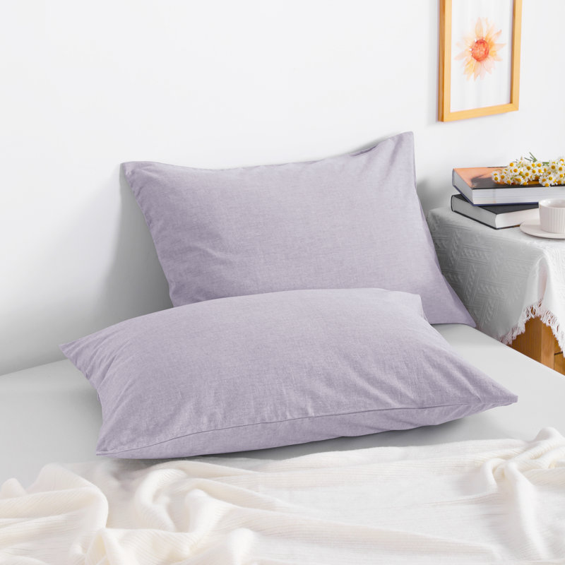 Pillowcases, Washed CottonBreathable Pillow Cases, Envelope Closure - NTBAY, Queen Pillowcases, Purple