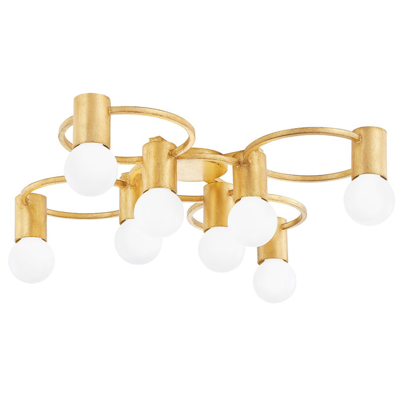Plafonnier encastré 8 lumières 28 po Nique, Feuille d'or