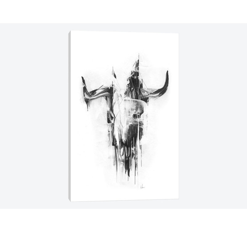 « bull crâne », reproduction d’art sur toile, H 26 po x l 18 po x P 1,5 po, Toile tendue