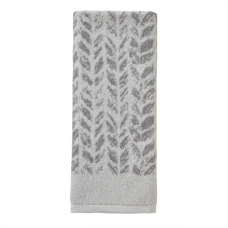 Gracie Oaks Distressed Leaves Hand Towel, Gray