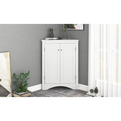 White Triangle Home Decor Cabinet With Adjustable Shelving Modern Practical Storage Solutions Shelves