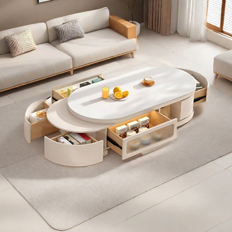 Table basse extensible de style crème, Crème, crème