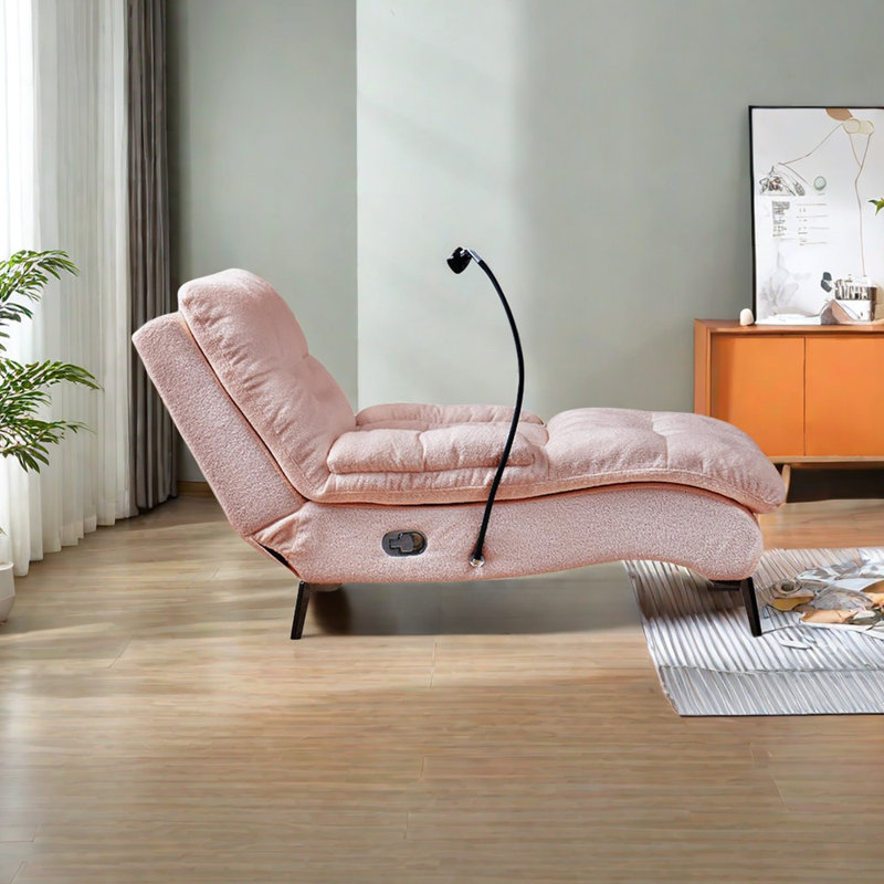 Chaise longue rembourrée Vershaun, Rose