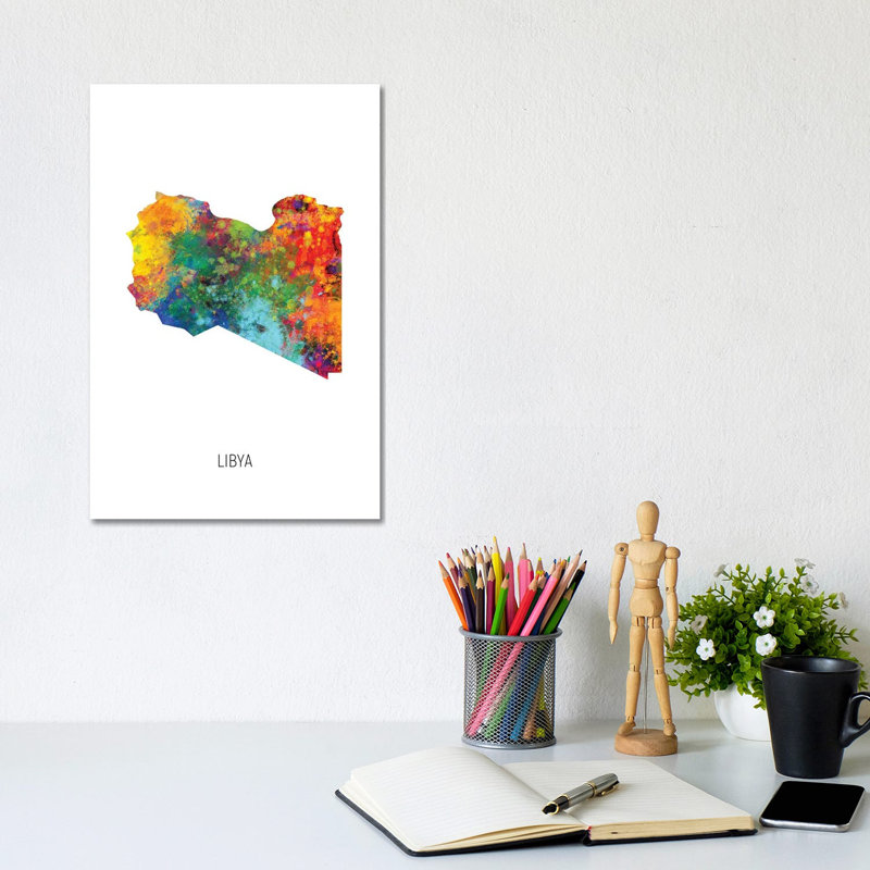 Libya Map by Michael Tompsett - Wrapped Canvas Gallery-Wrapped Canvas Giclée, 20.32 cm H x 30.48 cm W