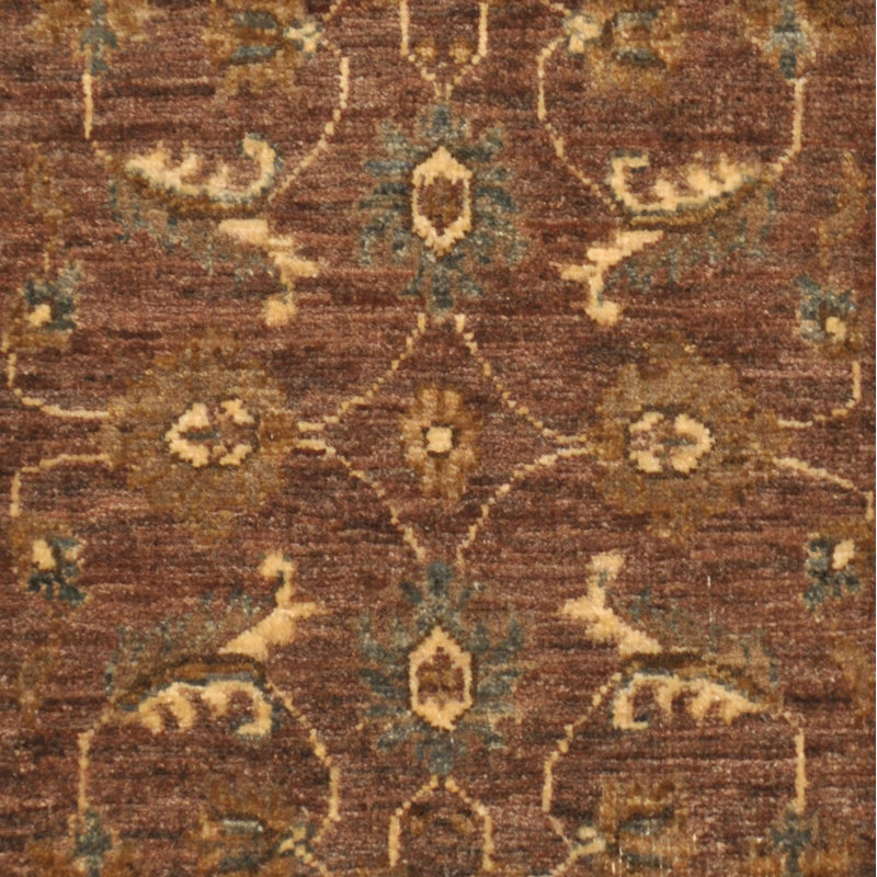 Tapis brun / beige en laine noué à la main de conception unique 2 pi x 3 pi Luak