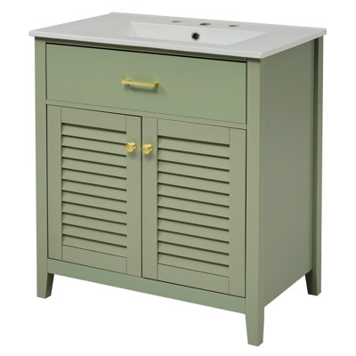 Contemporary Bathroom Vanity With Ceramic Sink And Shelf