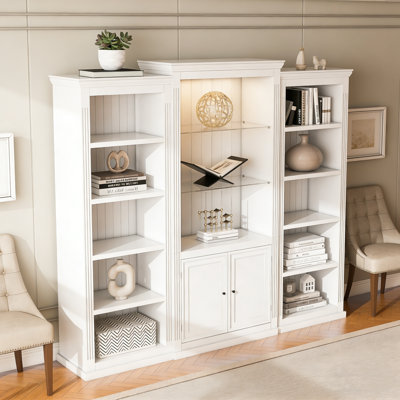 78.75'' Tall 3-Piece Retro Bookcase With 5-Color LED Lighting