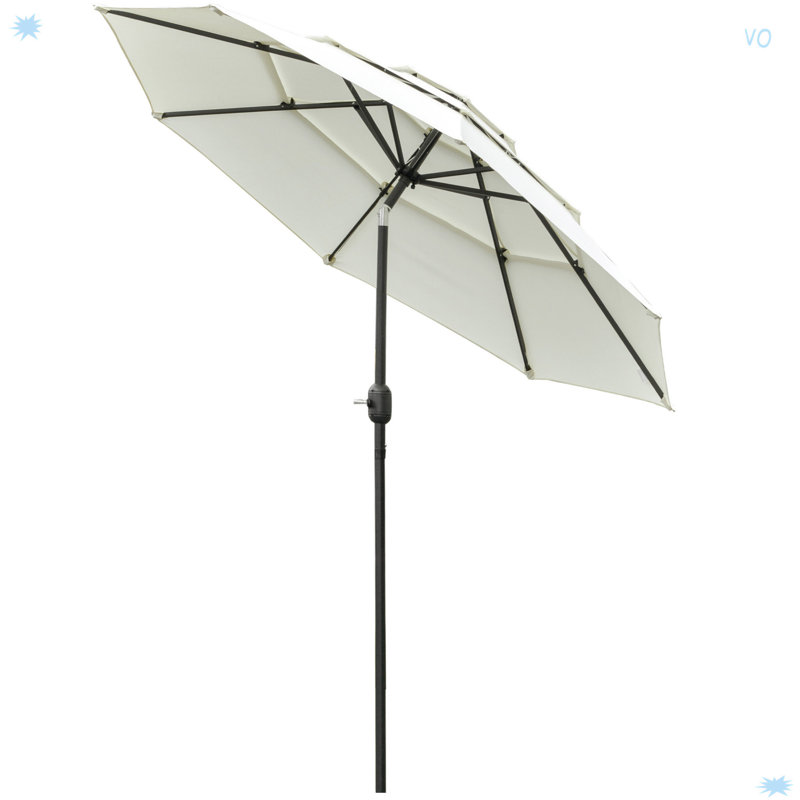 Parasol de marché extérieur à 3 niveaux avec manivelle et bouton poussoir Outsunny 9FT