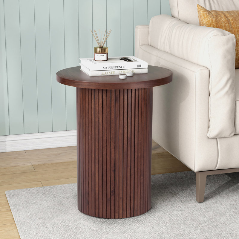 Table de bout ronde 22 po Ansel, Brun