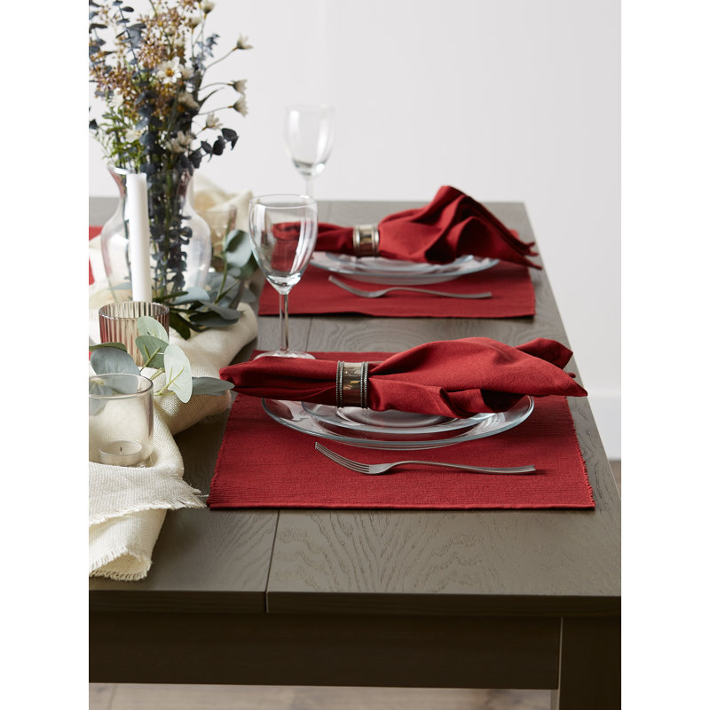Red Cotton 6-Piece Rectangle Placemat Set