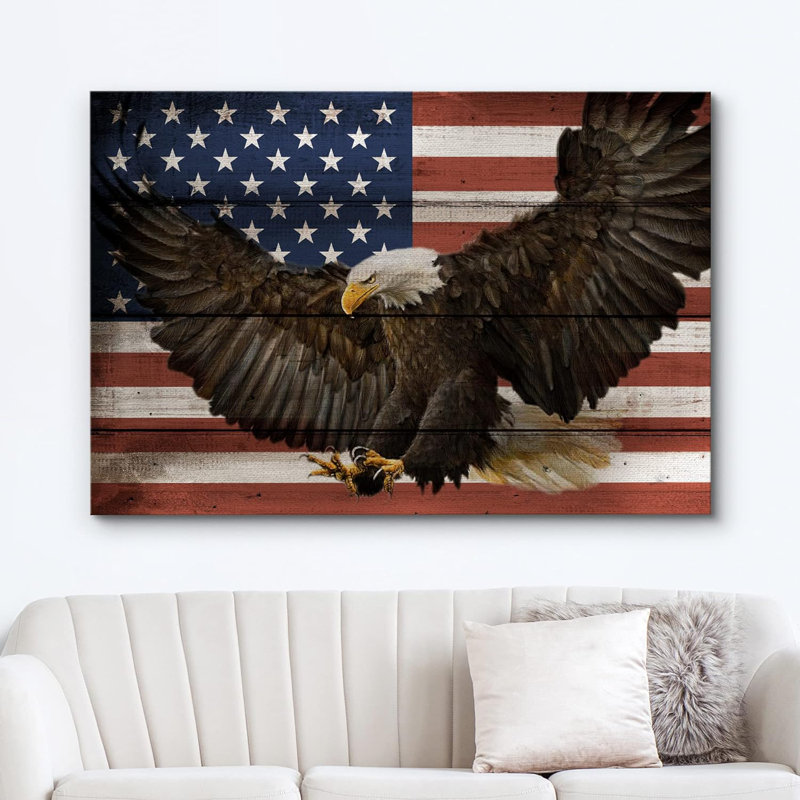 Impression sur toile avec effet d'aigle à tête blanche, H 24 po x l 36 po x P 1,5 po