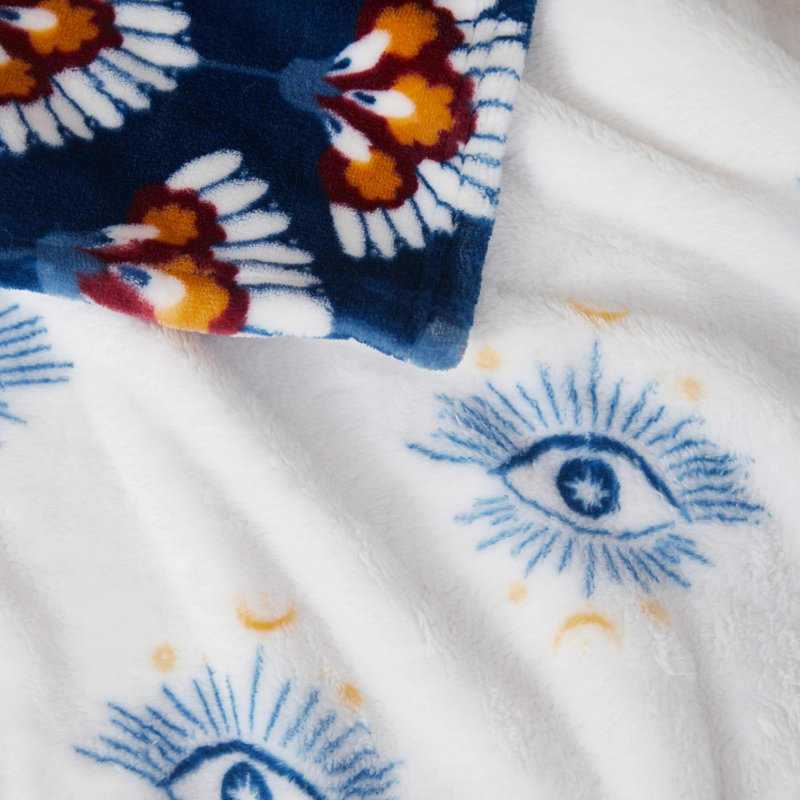 Jessica Simpson Plush Throw Blanket, Blue