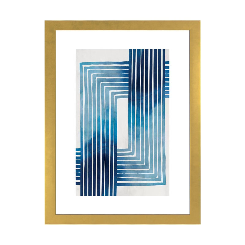 In Unison par Eva watts-impression d’art graphique, H 24 po x l 16 po x P 1 po, Papier encadré doré, Blanc