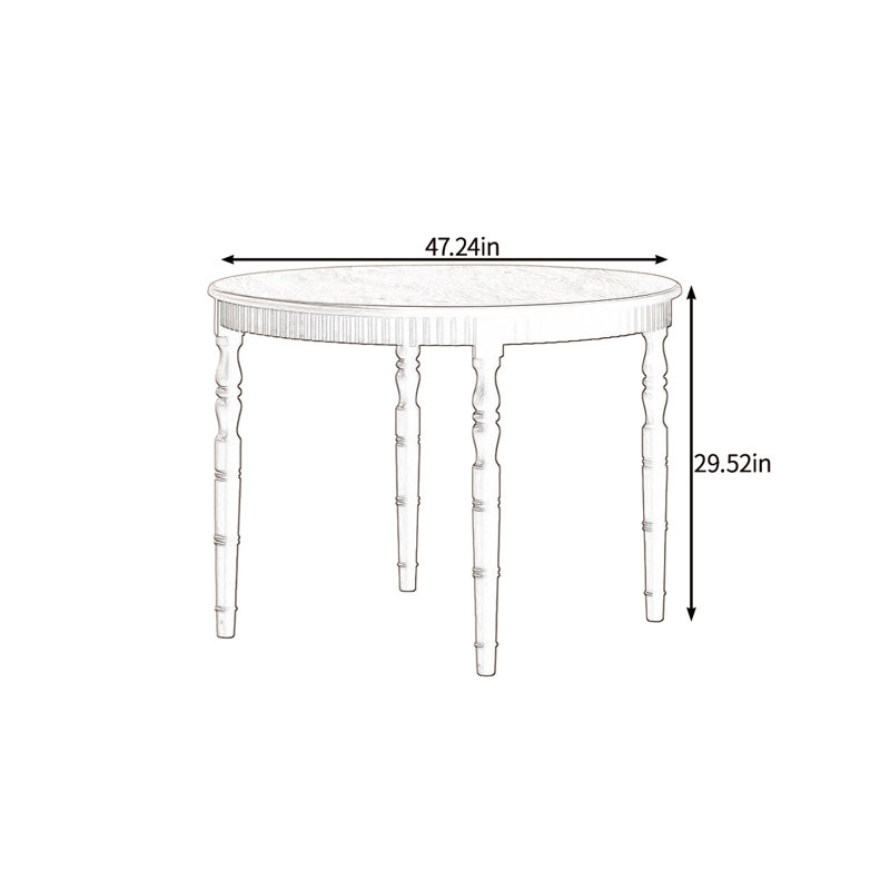 Traditional aesthetics solid wood dining table, 29.52"H x 47.24"L x 47.24"W