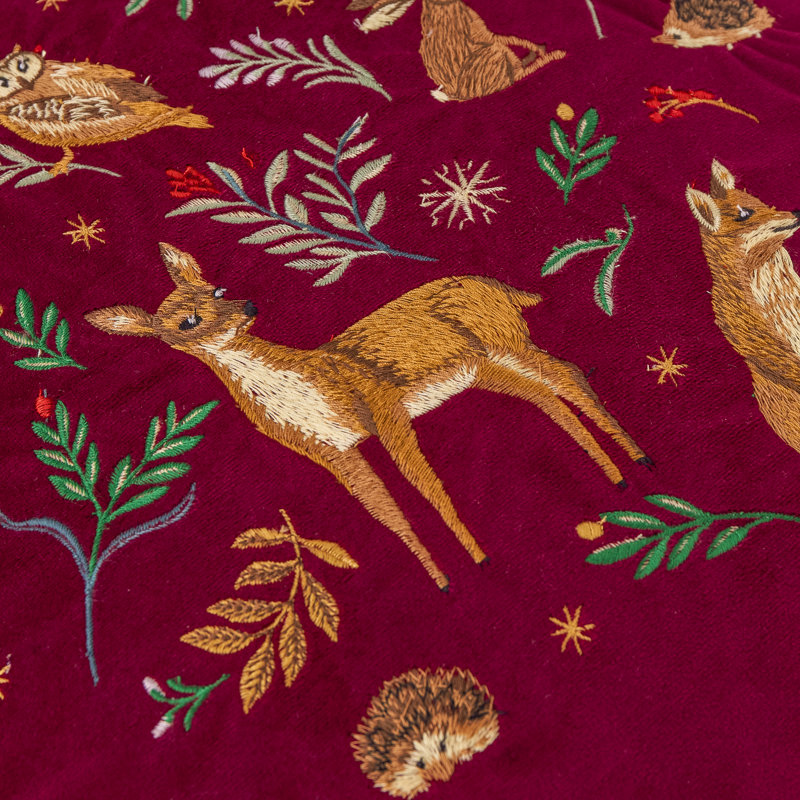 Berry Woods Red Cushion, Polyester, Red