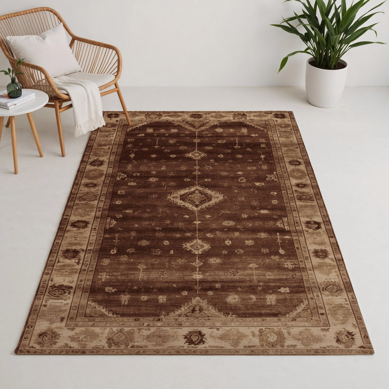 Tapis intérieur et extérieur brun Overdyed, Rectangle 5 pi x 7 pi