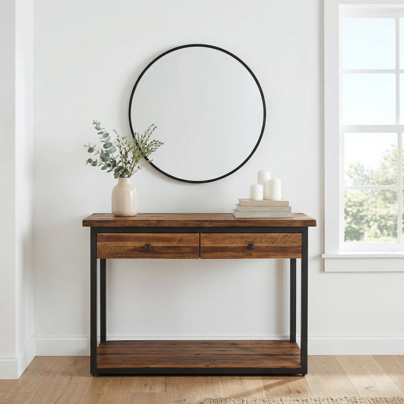 Sturminster 43" Rustic Industrial Console Table with Storage
