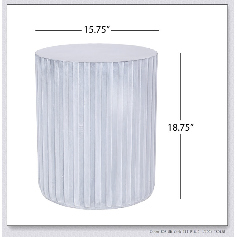 Halona 15.75'' Magnesium Oxide Outdoor Side Table, Light Gray