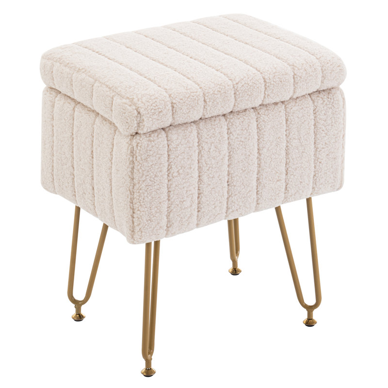 Broten Upholstered Ottoman With Storage Space, White