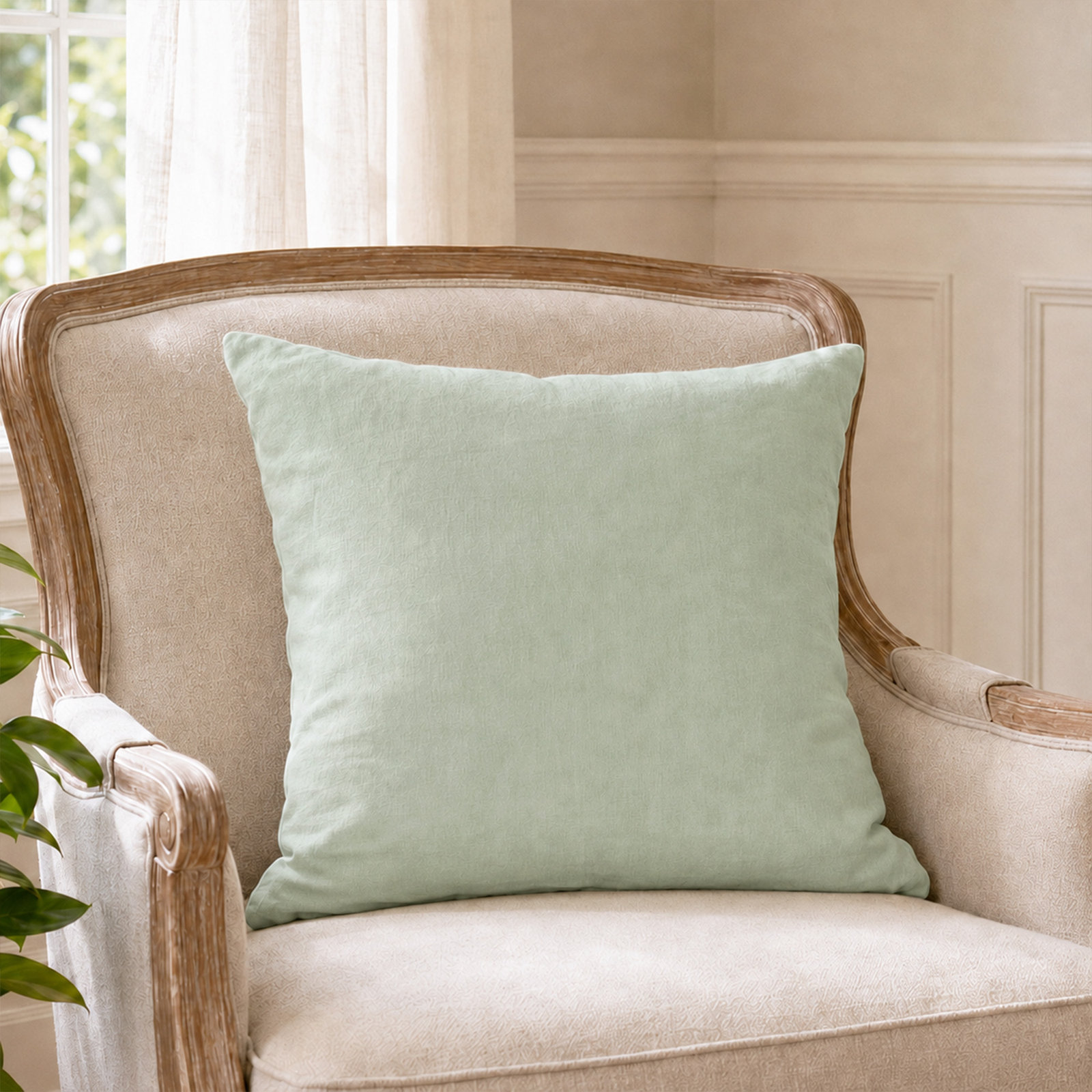 Clara 100% French Linen Accent Pillow, Desert Sage