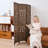 Peony Pattern Room Divider, 3-Panel, Light Brown-833296575-833296561