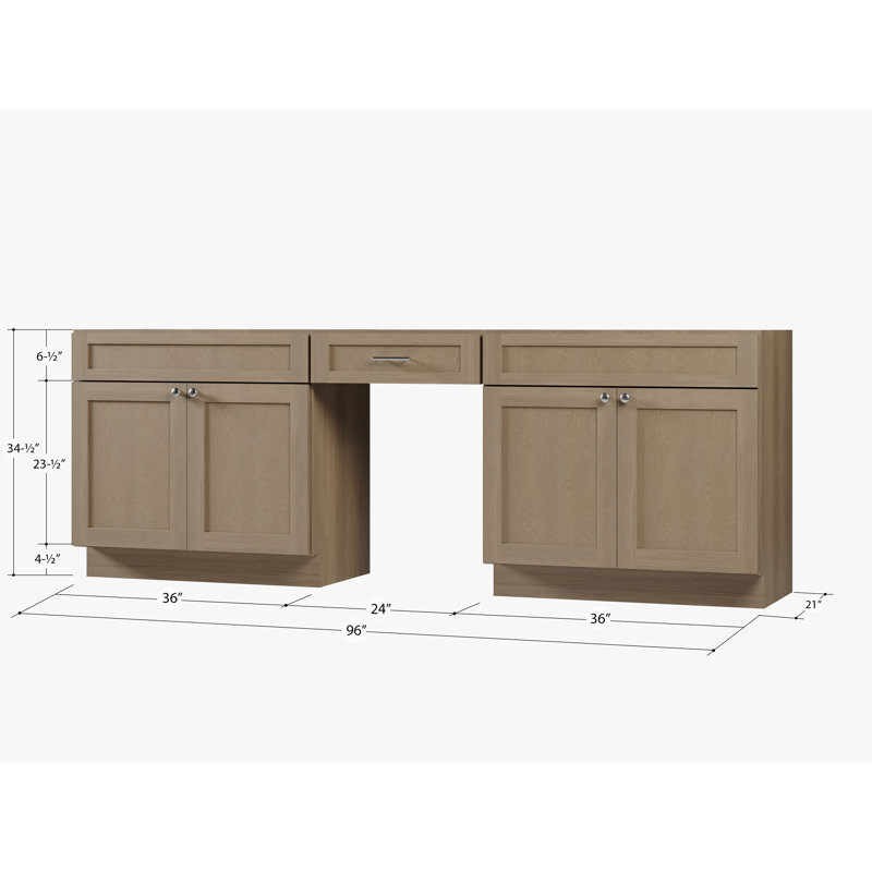 Ensemble de meuble-lavabo double 96 po Disar, Chêne naturel