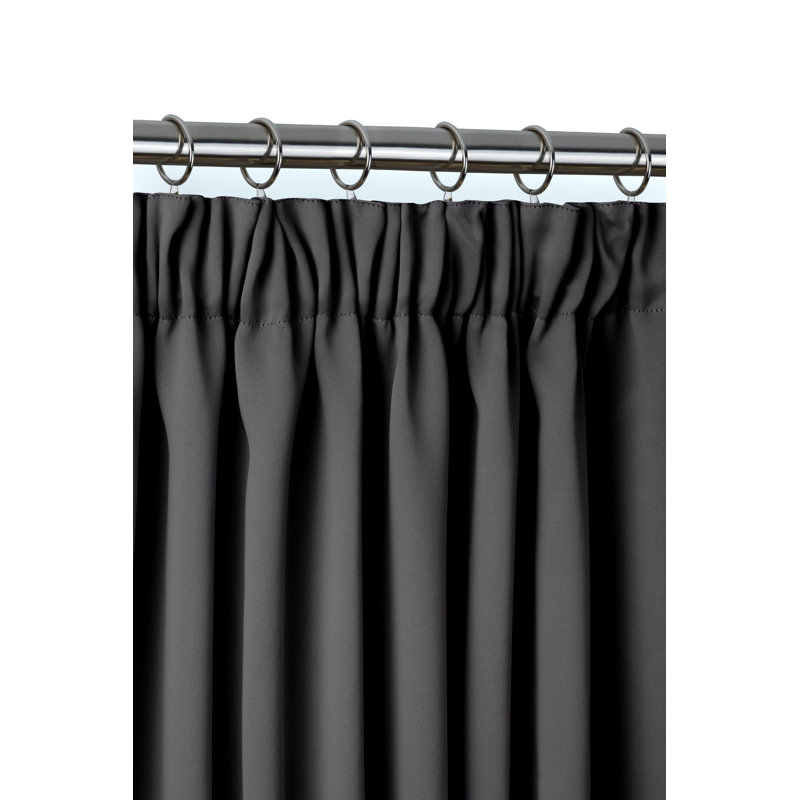 Cali Pencil Pleat Blackout Curtains, 114cm Width x 213cm Drop, Charcoal Grey
