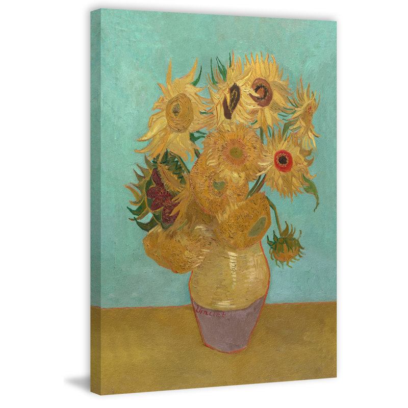 "Vase avec douze tournesols", reproduction sur toile tendue, H 24 po x l 16 po