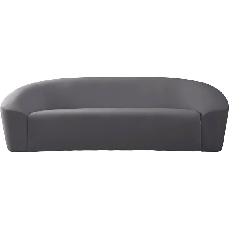 Canapé courbé Alaw, Velours gris, H 29,5 po x l 91 po x P 35,5 po