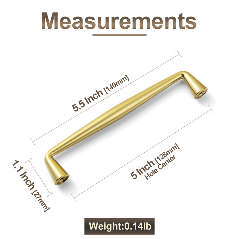 3 3/4" Center Bar Pull Multipack, 5 1/16", Brushed Gold