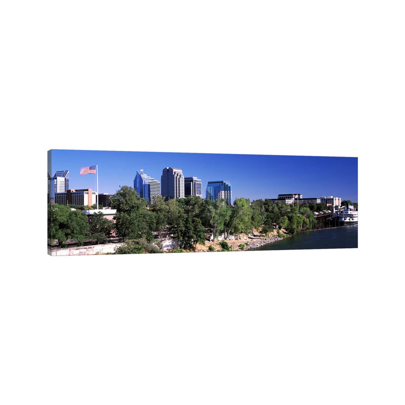 Downtown Sacramento, CA, USA 1 Piece Wrapped Canvas Panoramic Wall Art, 30.48 cm H x 91.44 cm W x 3.175 cm D