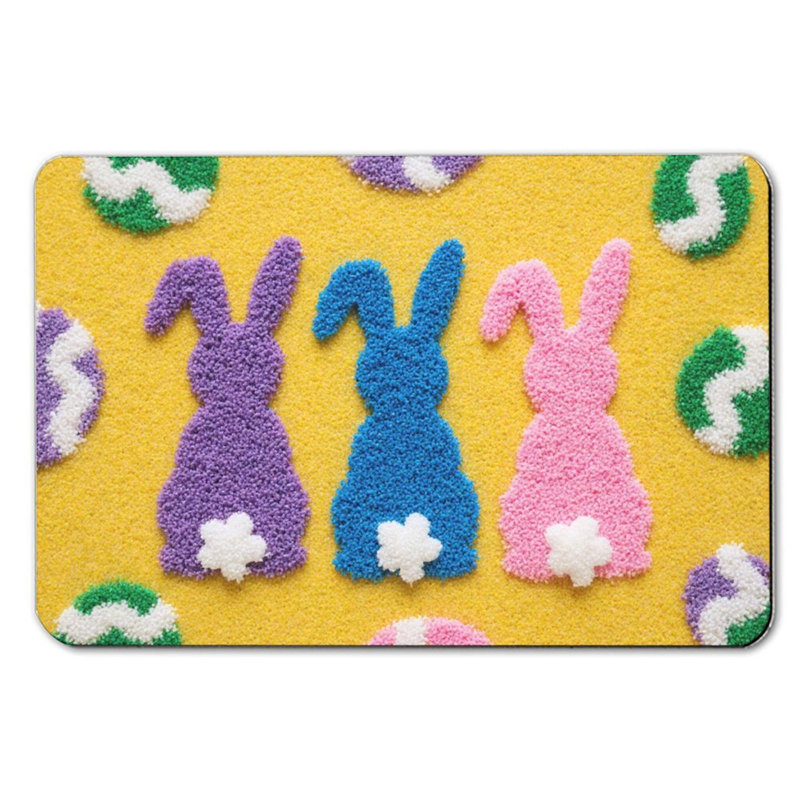 Tapis de bain coloré à motif de lapin de Pâques, 36 x 24 po