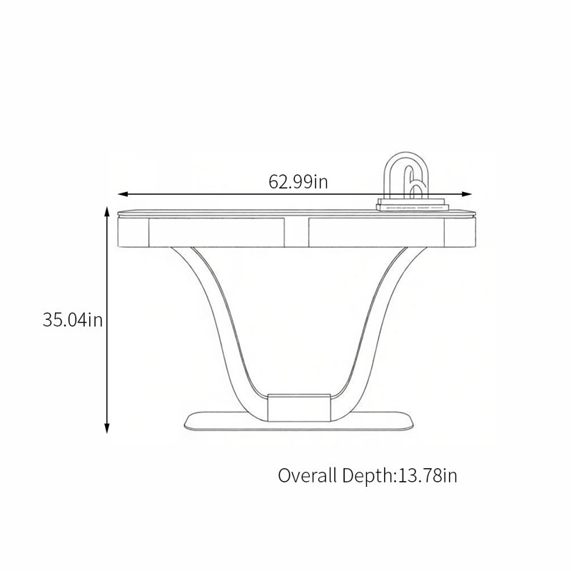 Console à tiroir de style italien, 35.04" H x 62.99" W x 13.78" D, Doré