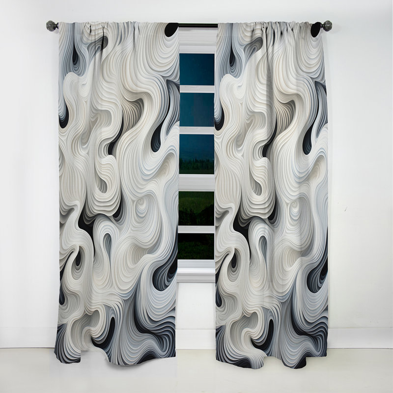Iversen - Rideau occultant abstrait Op Art - 1 panneau, L 52 po x L 108 po